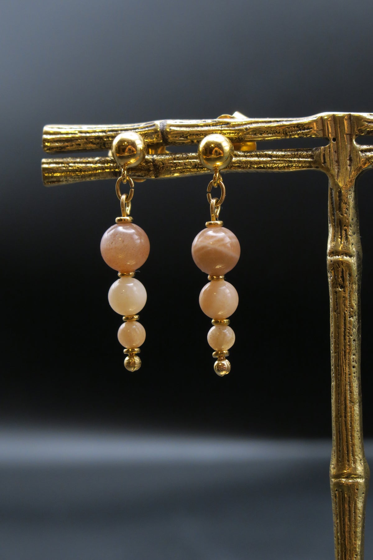 Peach moonstone earrings