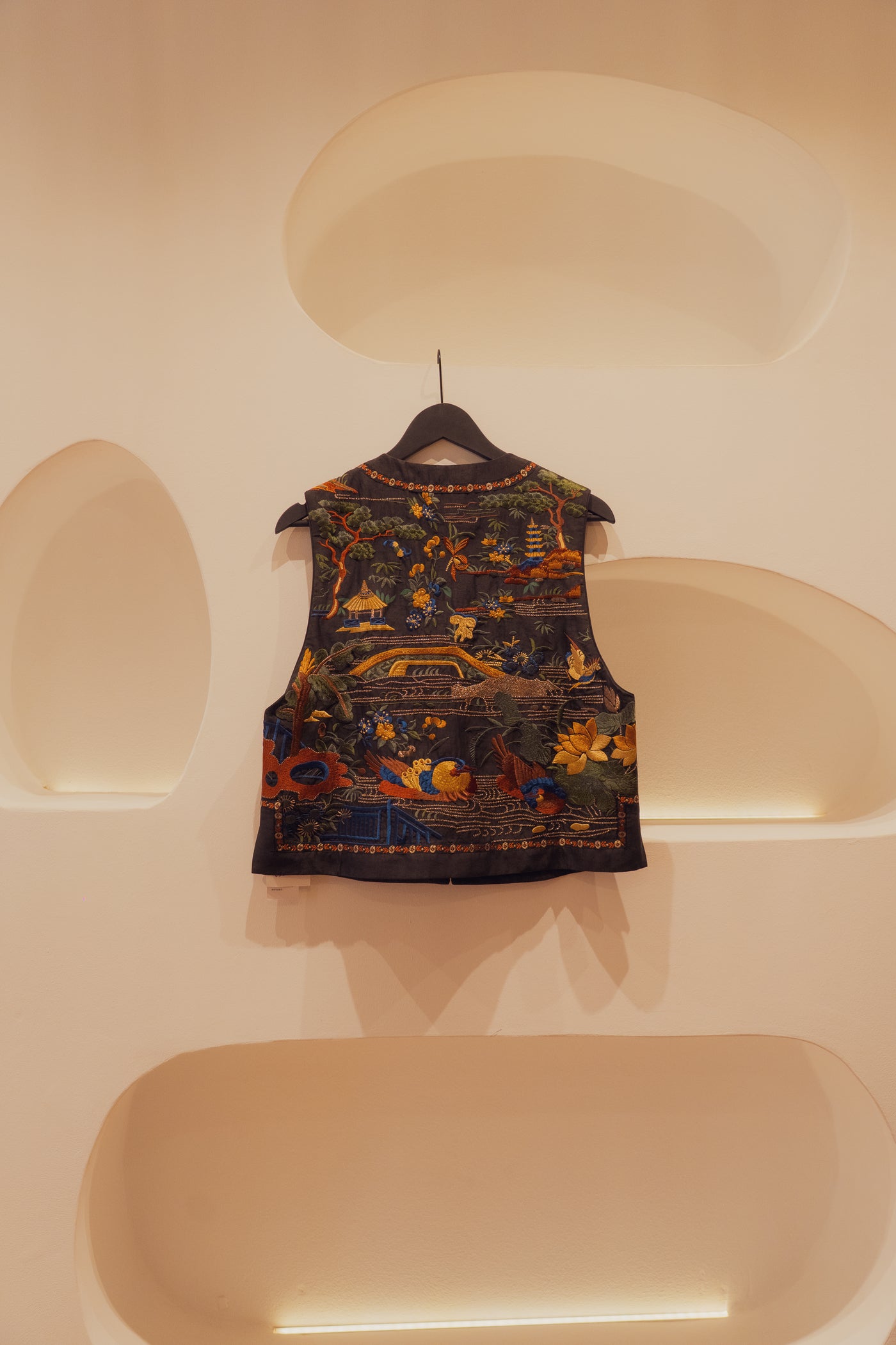 Silk hand embroidered vest