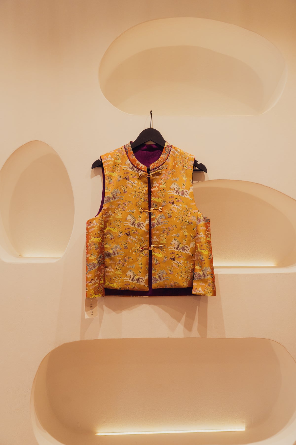 Silk hand embroidered vest