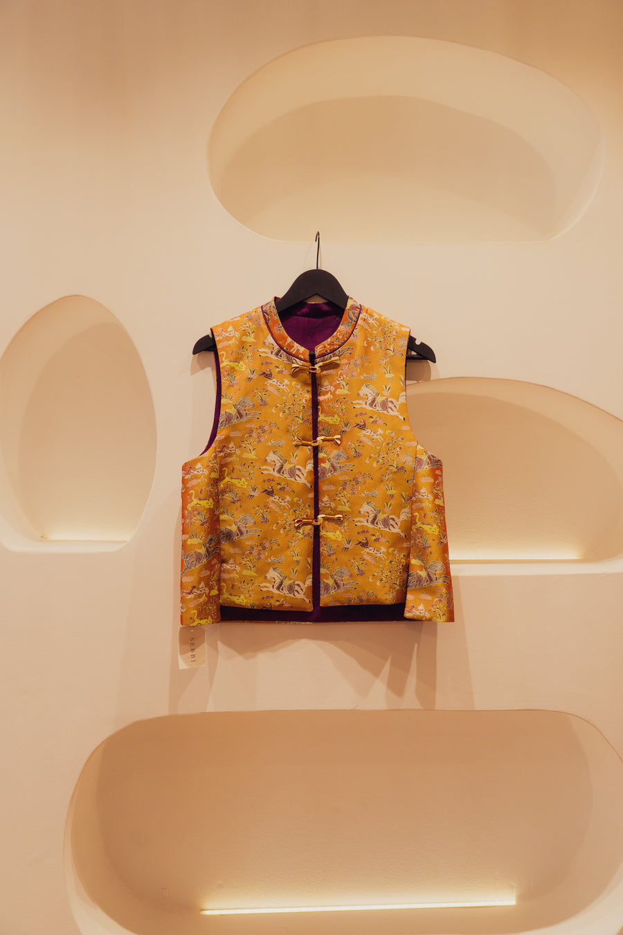 Silk hand embroidered vest