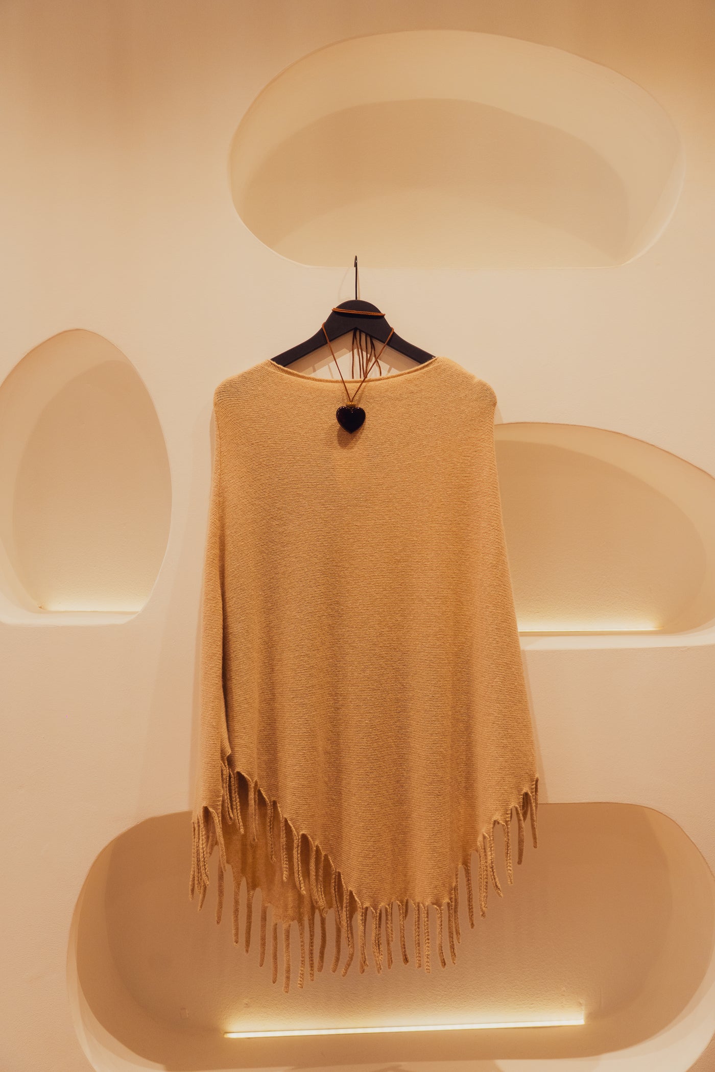 Beige wool poncho