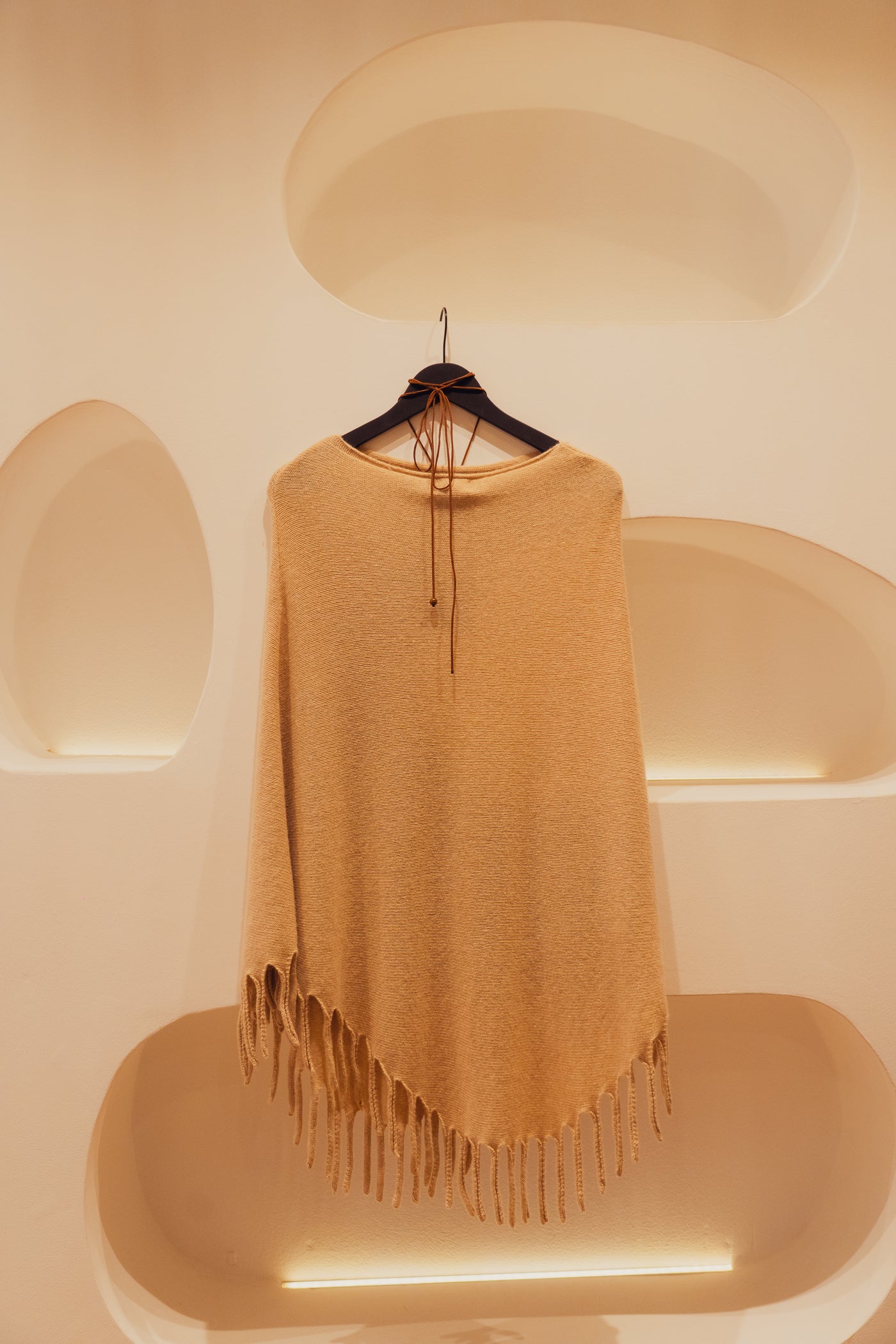 Beige wool poncho