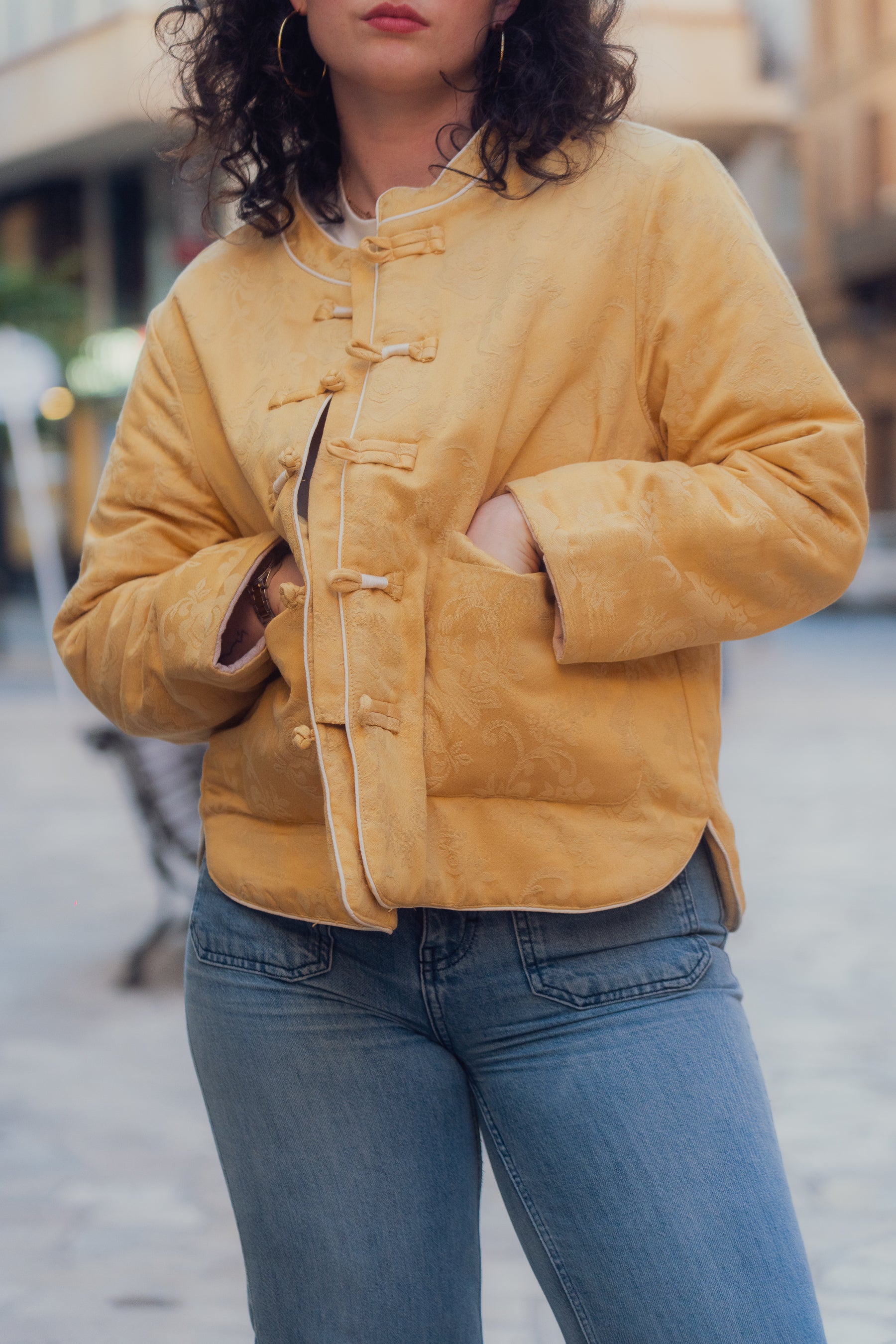 Banana yellow silk jacket