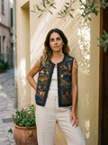 Silk hand embroidered vest